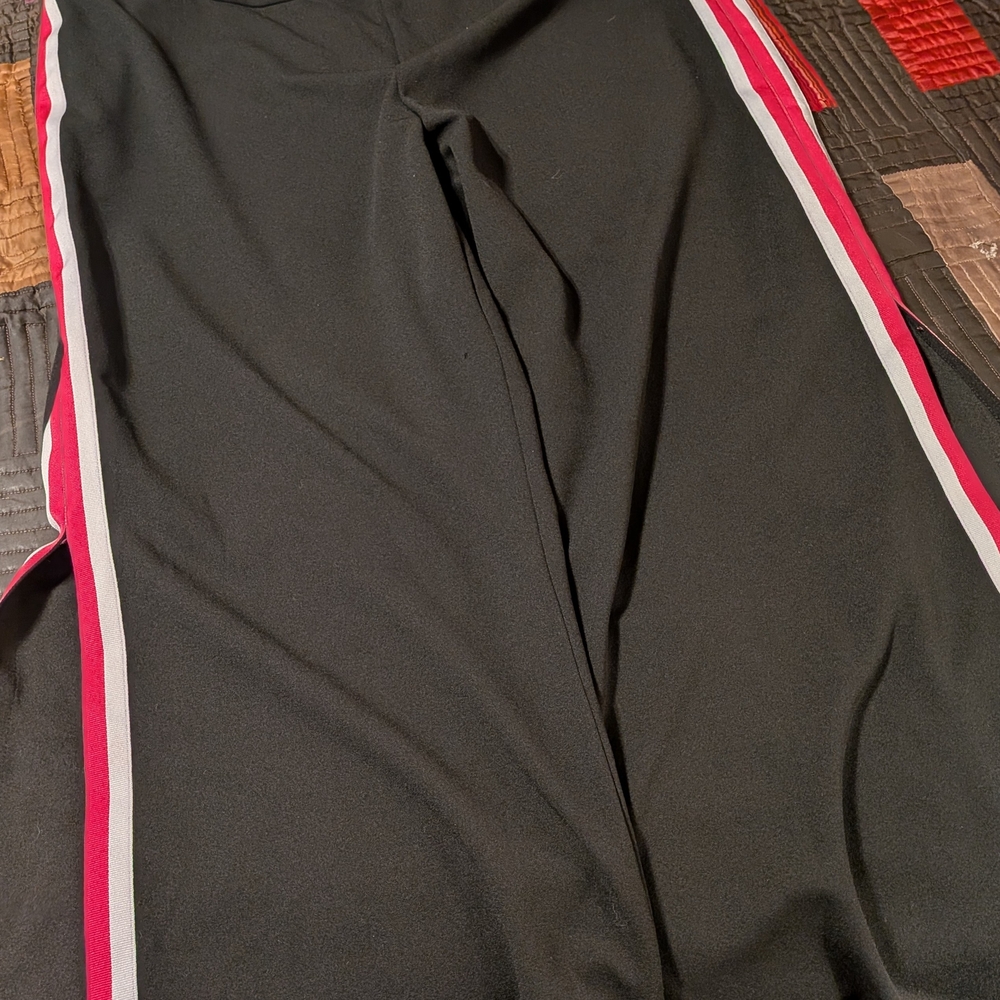 INC International Concepts Black Flare Pants with Red and White Trim